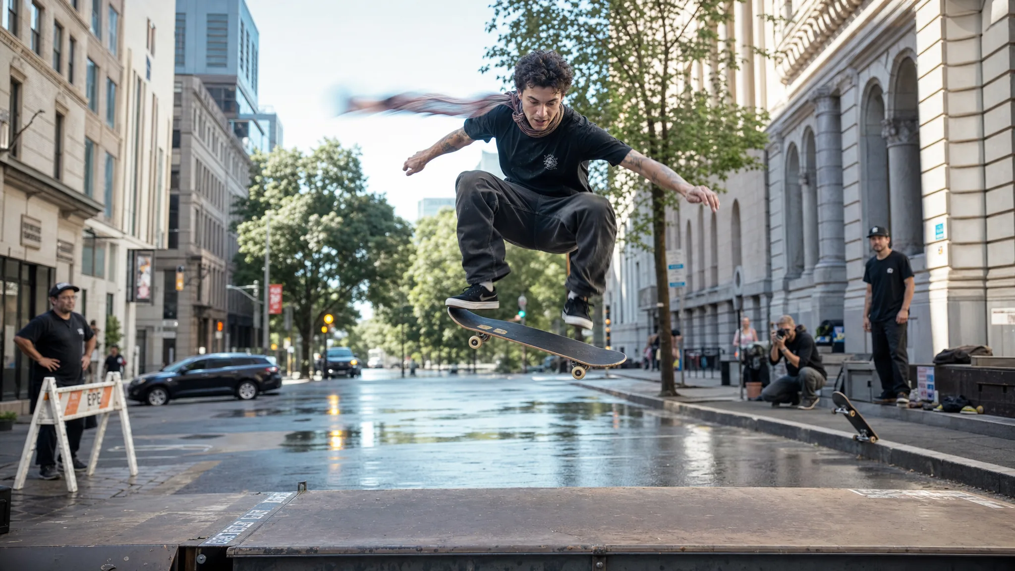 AI Video Extender skateboarder mid-trick last-frame continuation reference scene preview