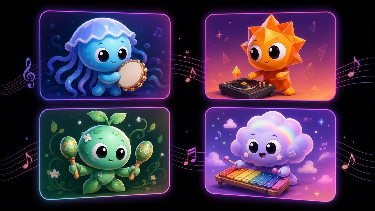 Four diverse Sprunki OC character designs preview